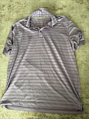 John Varvatos Striped Polo Purple Like New